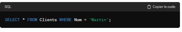 lecture base de données sur SQL