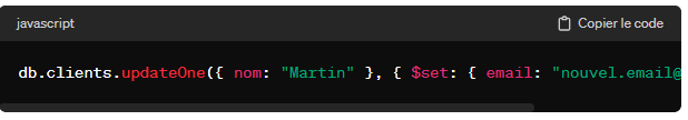 Mise à jour base de données sur MongoDB