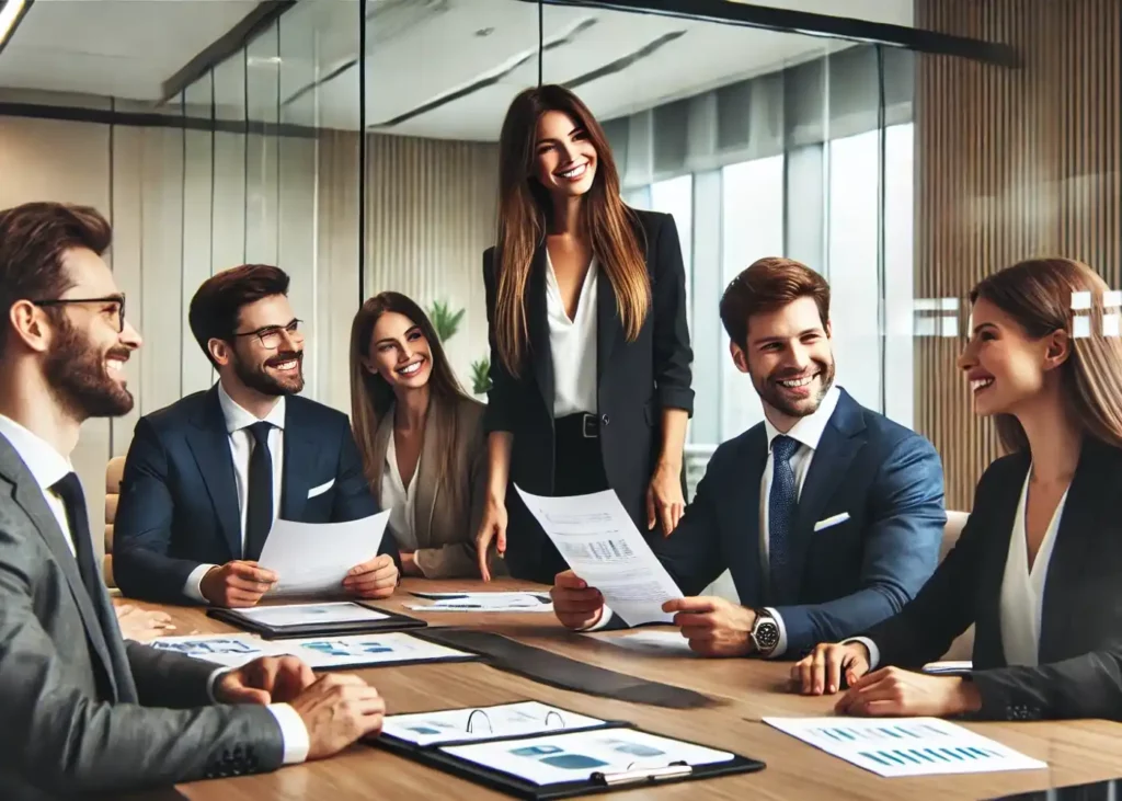 Négociation d'une équipe de professionnels pour résoudre des litiges