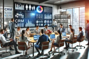 Équipe de gestion relation client utilisant CRM
