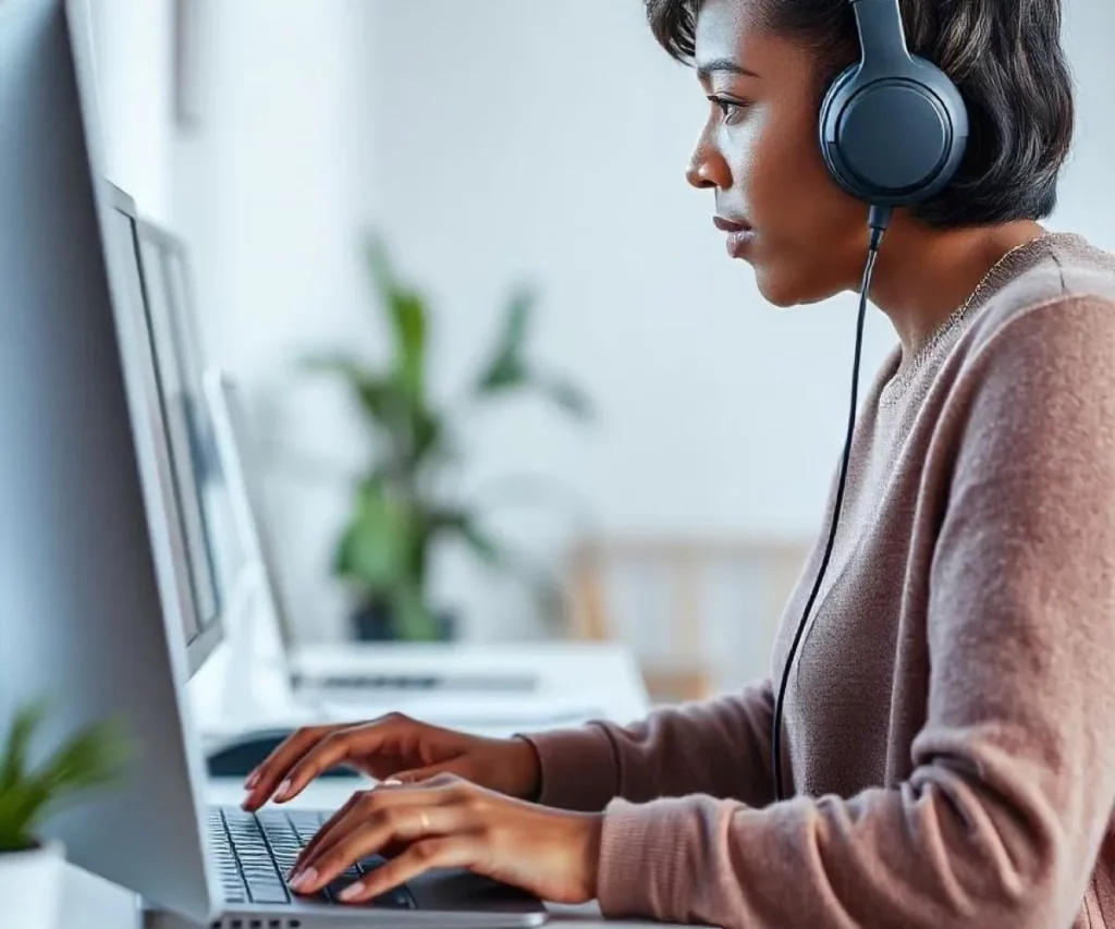 Une professionnelle en transcription audio immobilière