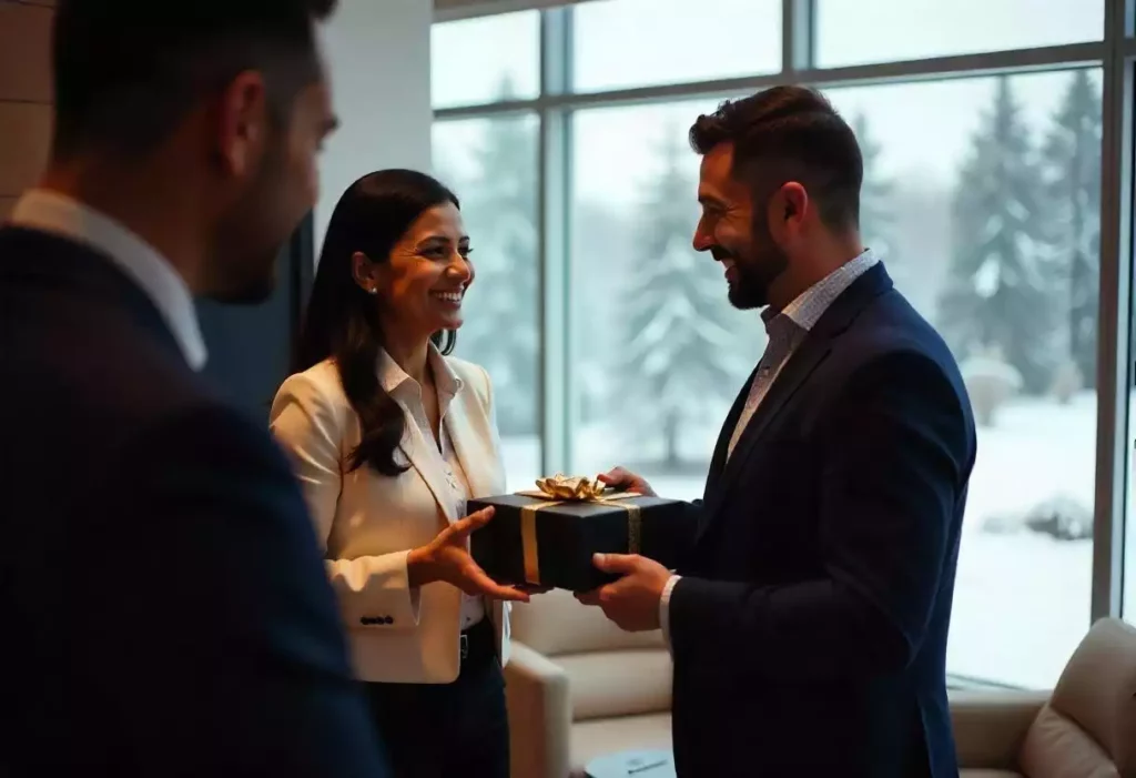 Entreprise offrant un cadeau de fin d'année à ses clients