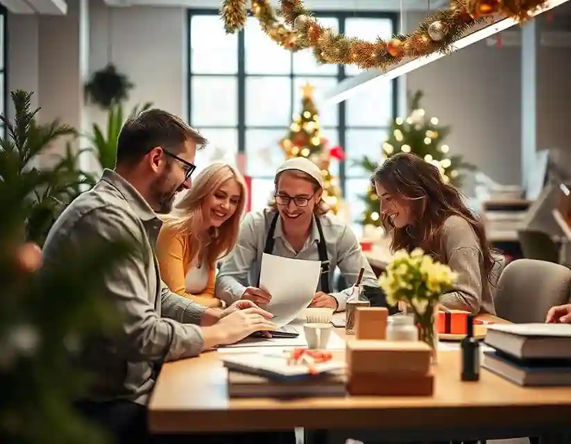 Équipe communication PME en train de préparer des stratégies pour les fêtes
