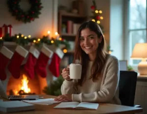 Professionnelle motivée et productive en période de fêtes