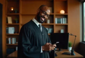 Avocat devant son smartphone