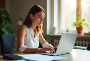 Une professionnelle libérale faisant sa facturation