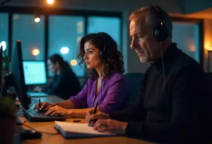 Personnel d'une agence de transcription audio