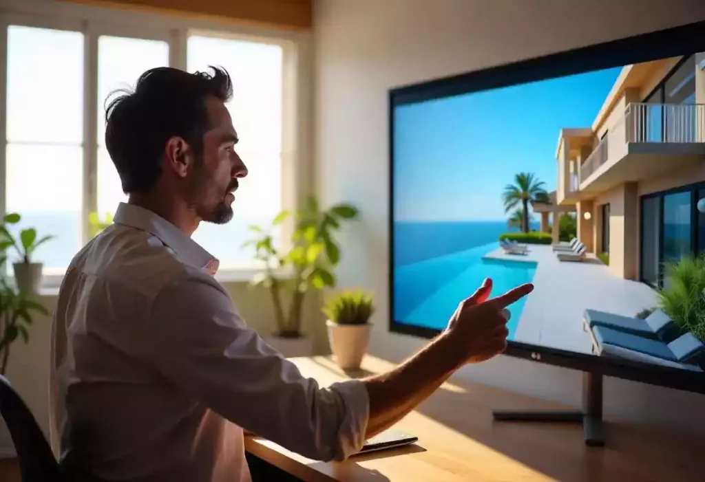 Professionnel appliquant la dématérialisation du travail dans le secteur immobilier