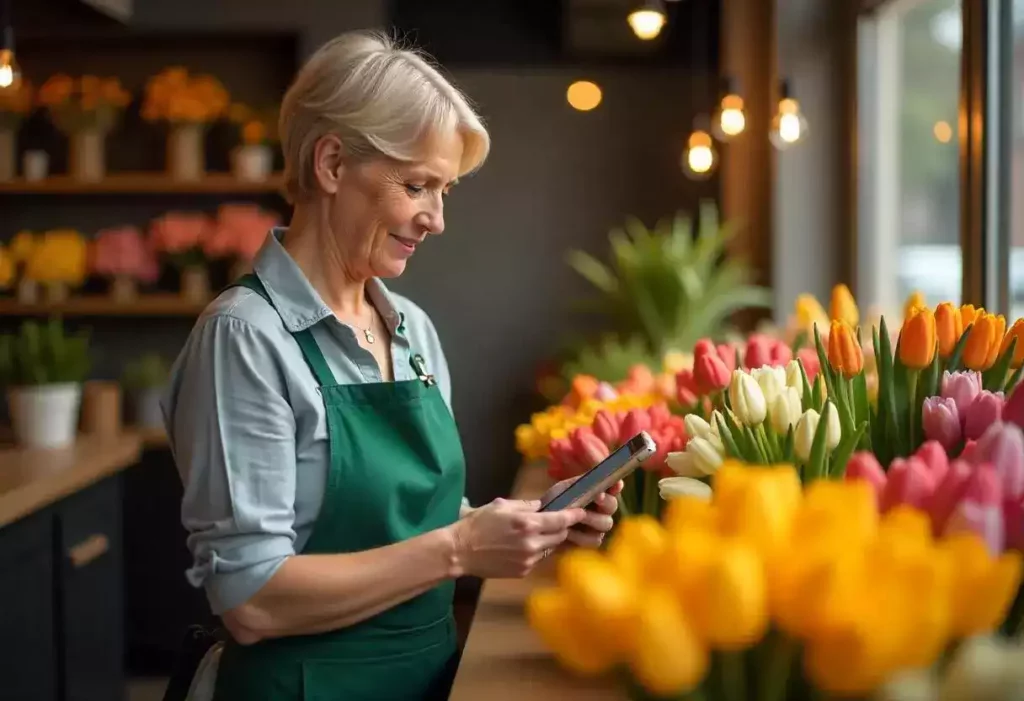 Femme utilisant WhatsApp pour une PME